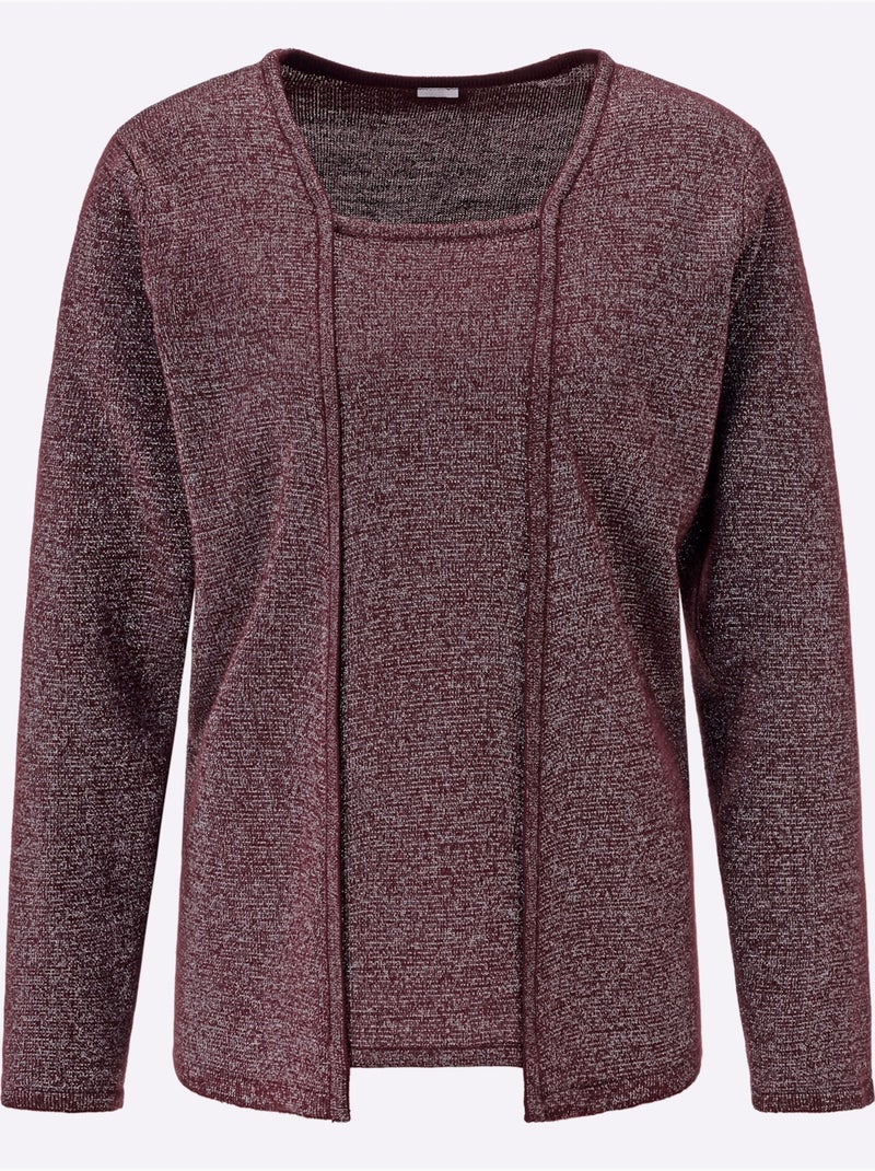 Pull 2 En 1 Fil Argenté Brillant Couleur Argenté - Taille Standard - Moda Vilona Bordeaux - Kiabi