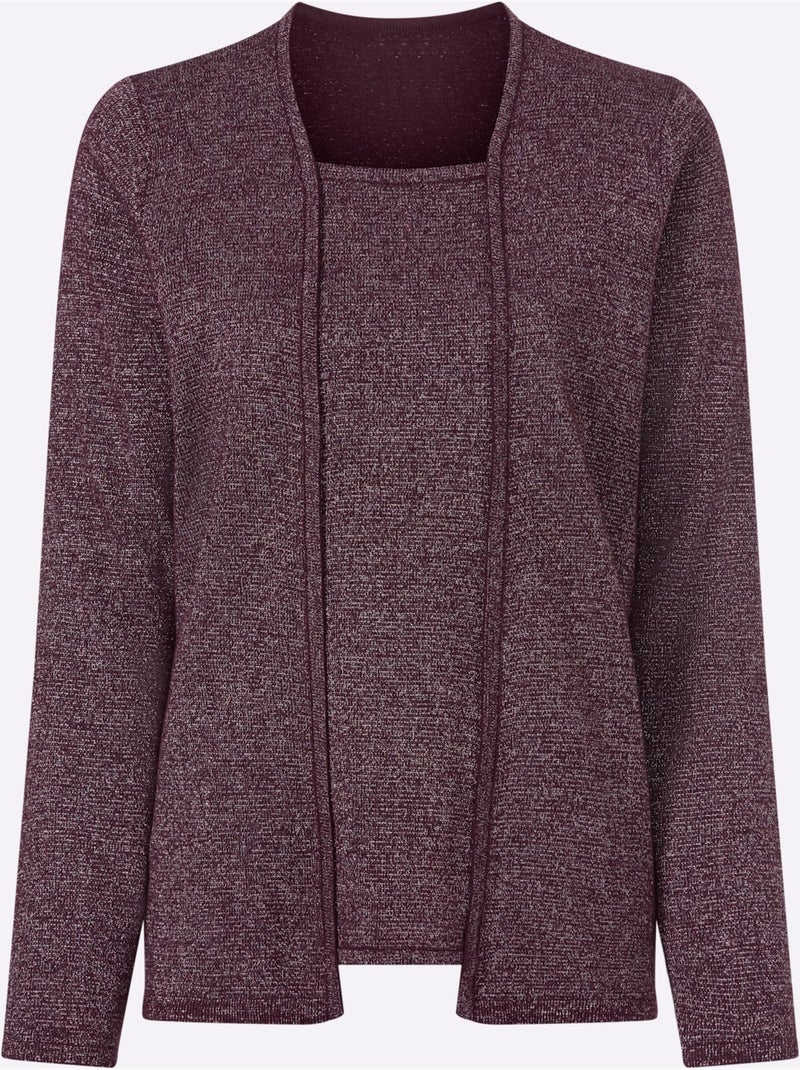 Pull 2 En 1 Fil Argenté Brillant Couleur Argenté - Taille Standard - Moda Vilona Bordeaux - Kiabi