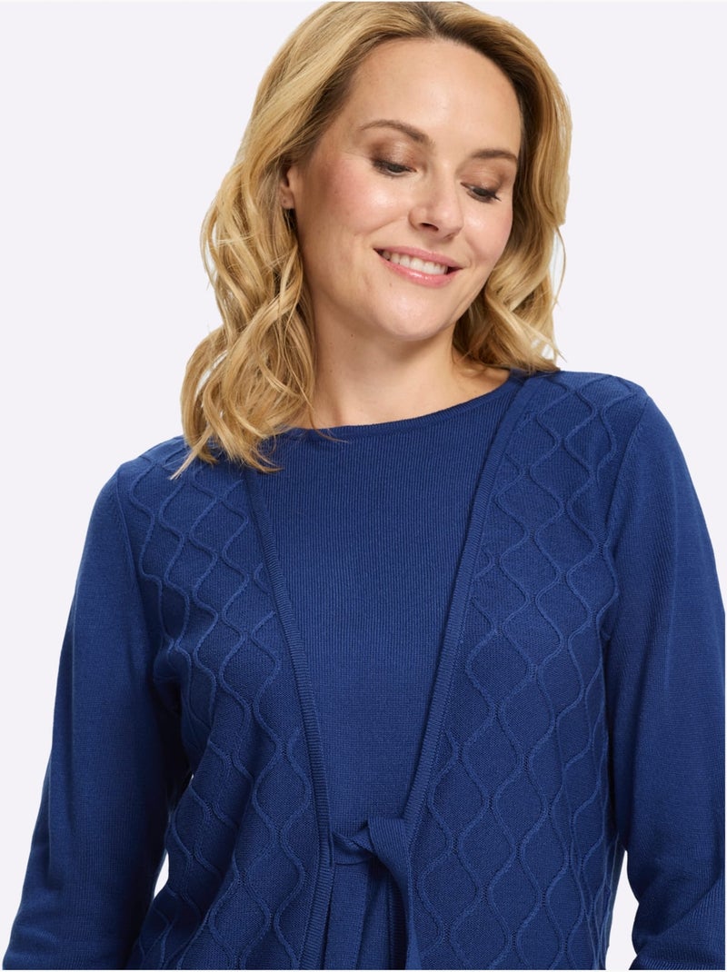 Pull 2 En 1 Lien à Nouer - Taille Standard - Moda Vilona Bleu roi - Kiabi