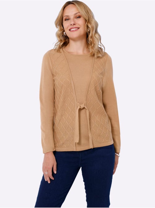 Pull 2 En 1 Lien à Nouer - Taille Standard - Moda Vilona - Kiabi Pull 2 En 1 Lien à Nouer - Taille Standard - Moda Vilona - Kiabi