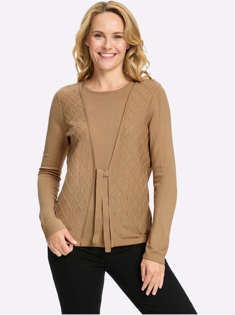 Pull 2 En 1 Lien à Nouer - Taille Standard - Moda Vilona Doré - Kiabi