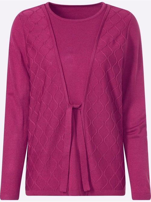 Pull 2 En 1 Lien à Nouer - Taille Standard - Moda Vilona - Kiabi Pull 2 En 1 Lien à Nouer - Taille Standard - Moda Vilona - Kiabi