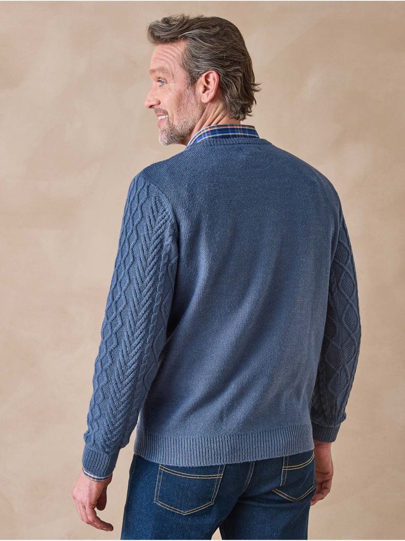 Pull 30% laine col rond - DAXON Bleu - Kiabi