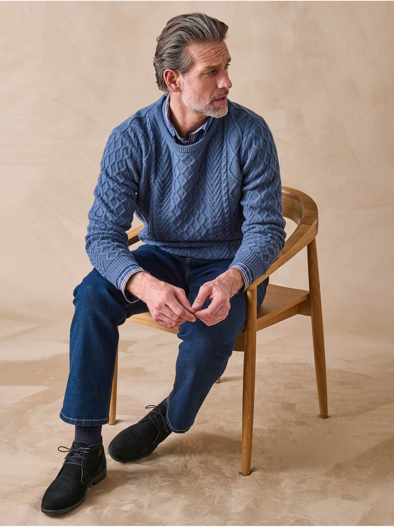 Pull 30% laine col rond - DAXON Bleu - Kiabi