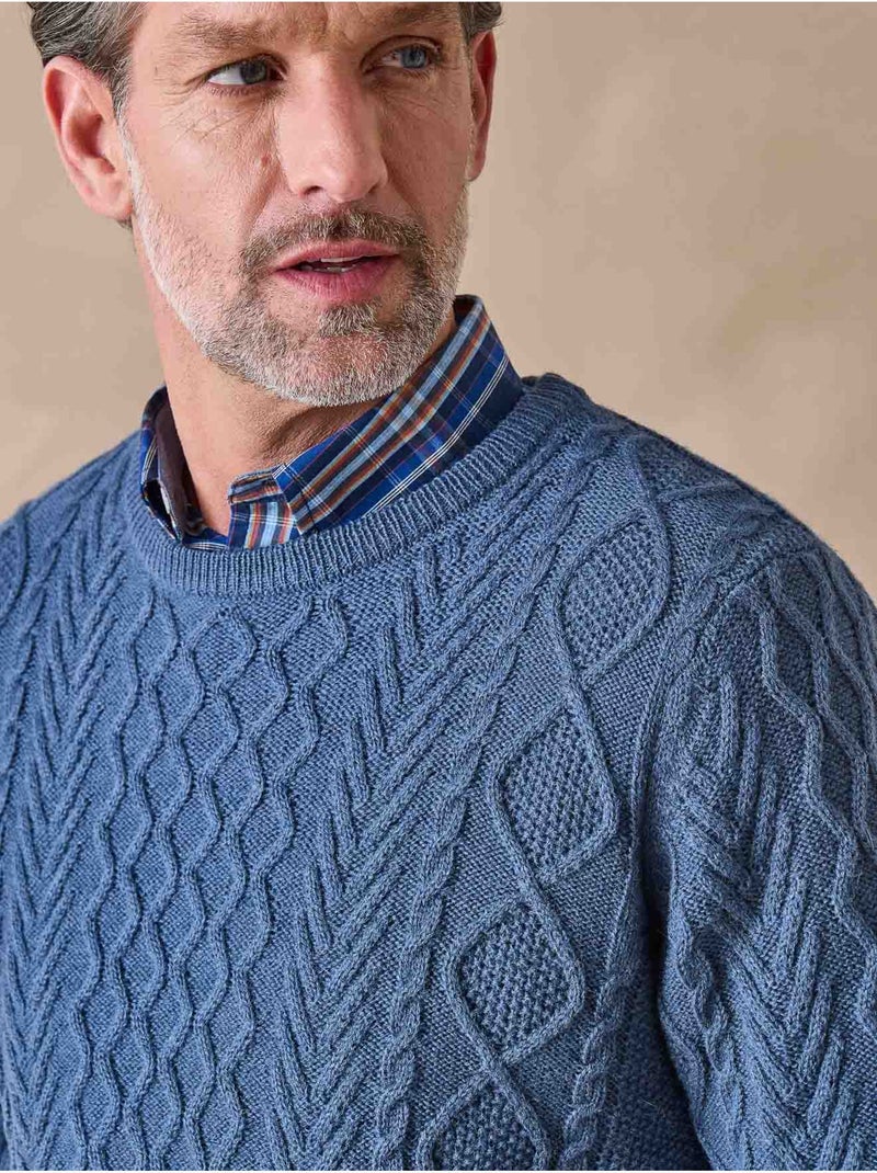 Pull 30% laine col rond - DAXON Bleu - Kiabi