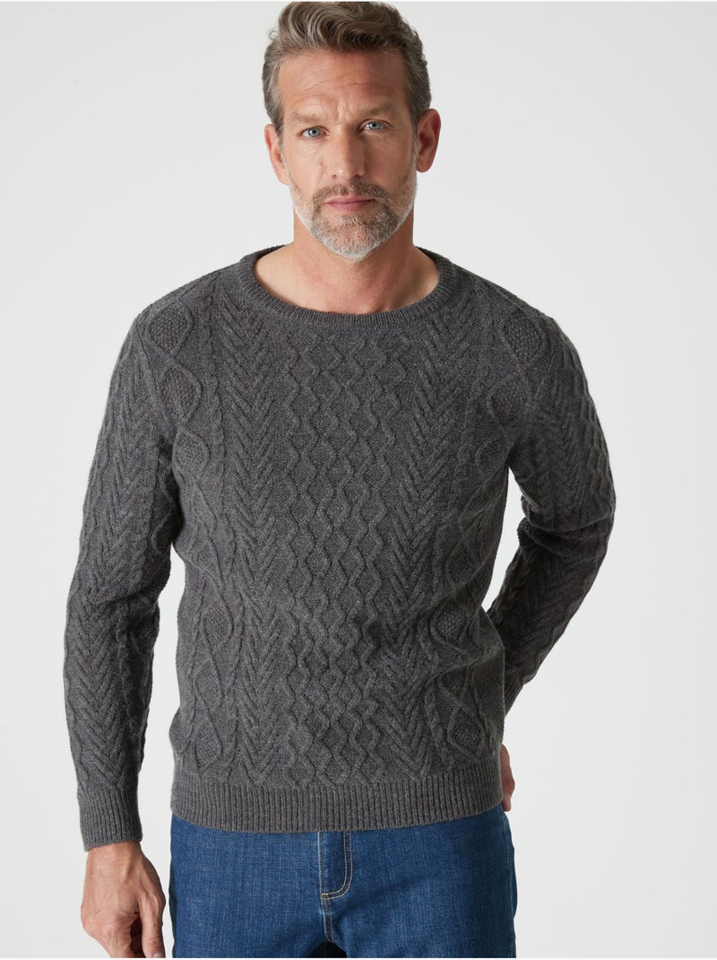 Pull 30% laine col rond - DAXON Gris - Kiabi
