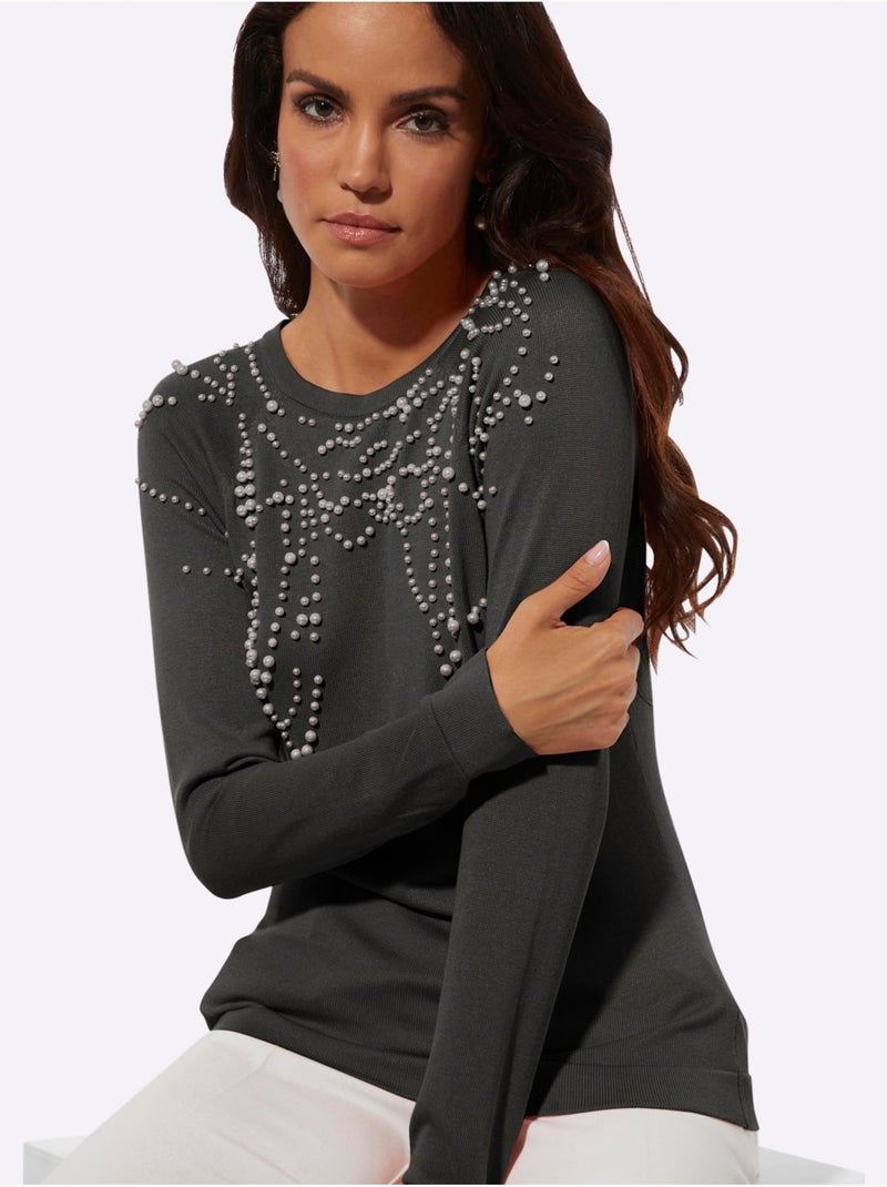 Pull 50% Modal - Taille Standard - Helline Gris - Kiabi