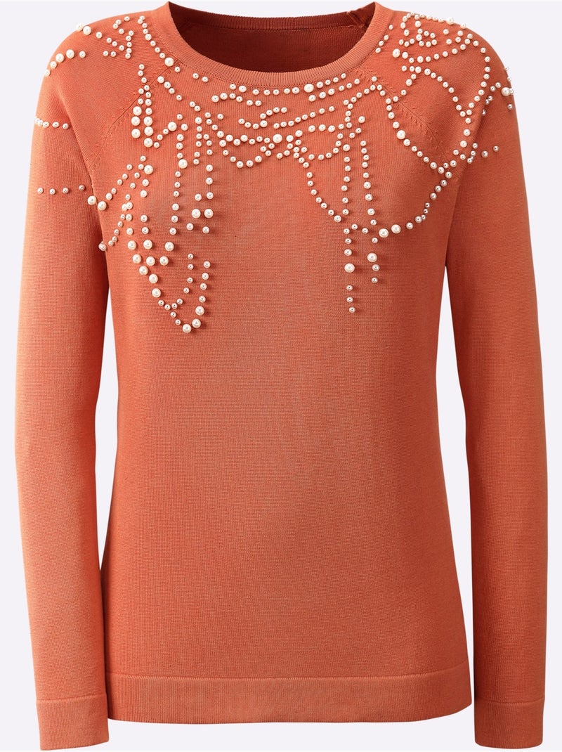 Pull 50% Modal - Taille Standard - Helline Orange - Kiabi