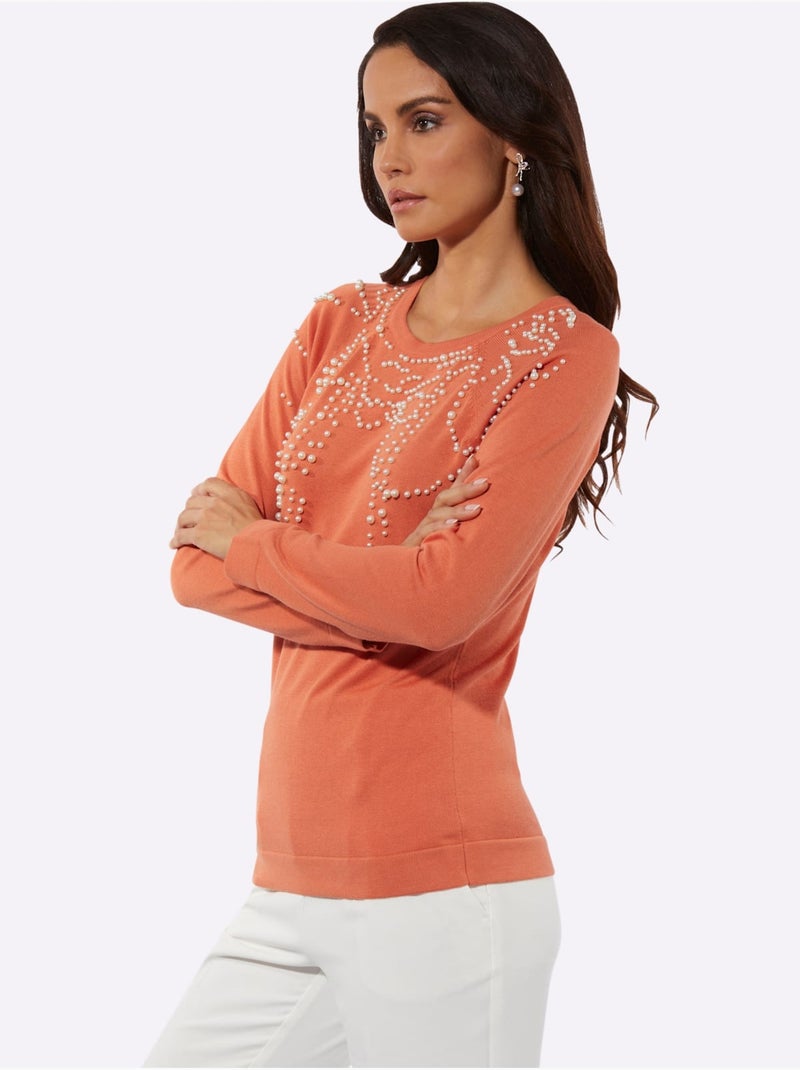 Pull 50% Modal - Taille Standard - Helline Orange - Kiabi