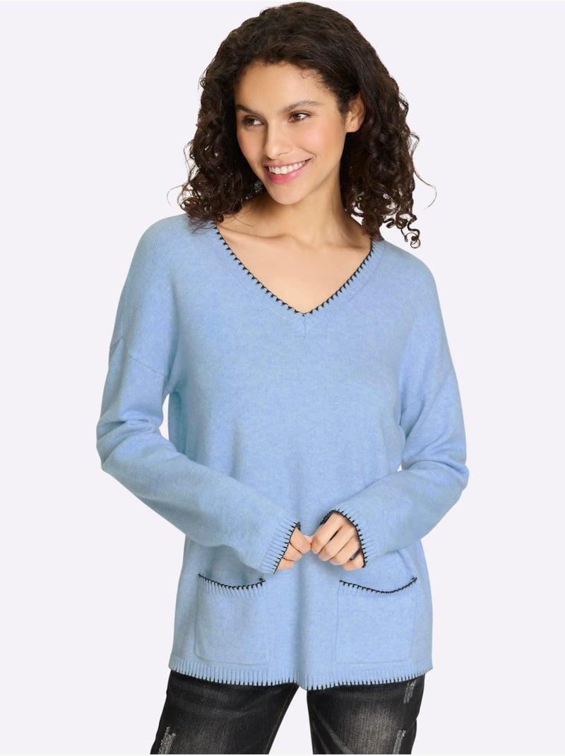 Pull 50% Viscose - Taille Standard - Helline Bleu ciel - Kiabi