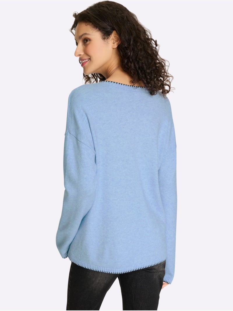Pull 50% Viscose - Taille Standard - Helline Bleu ciel - Kiabi
