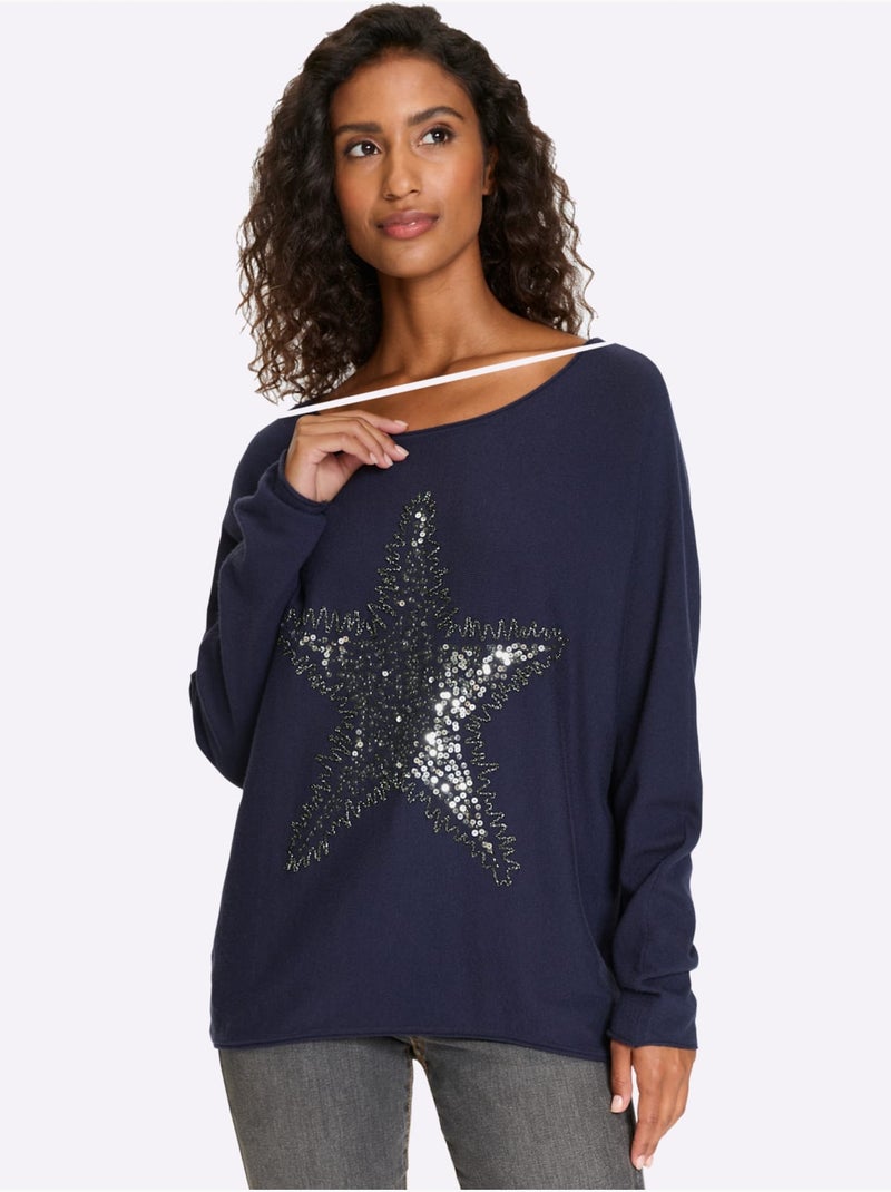 Pull 50% Viscose - Taille Standard - helline Bleu marine - Kiabi