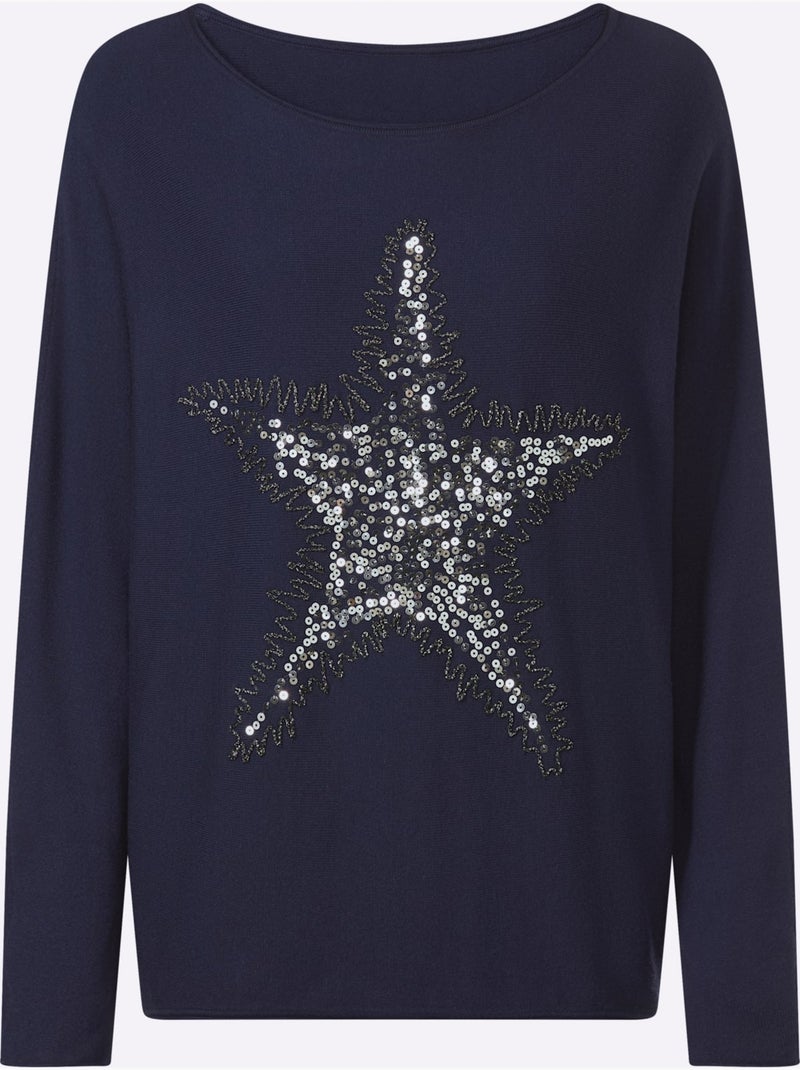 Pull 50% Viscose - Taille Standard - helline Bleu marine - Kiabi