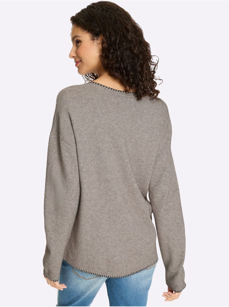 Pull 50% Viscose - Taille Standard - Helline Gris taupe - Kiabi