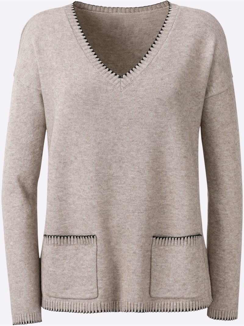 Pull 50% Viscose - Taille Standard - Helline Gris taupe - Kiabi