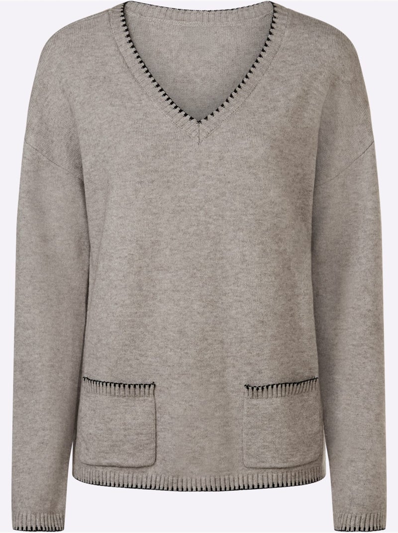 Pull 50% Viscose - Taille Standard - Helline Gris taupe - Kiabi