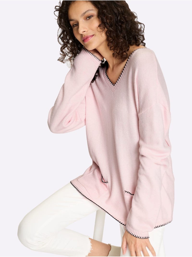 Pull 50% Viscose - Taille Standard - Helline Rose clair - Kiabi
