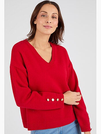 Pull à boutons uni ou imprimé animalier - Damart