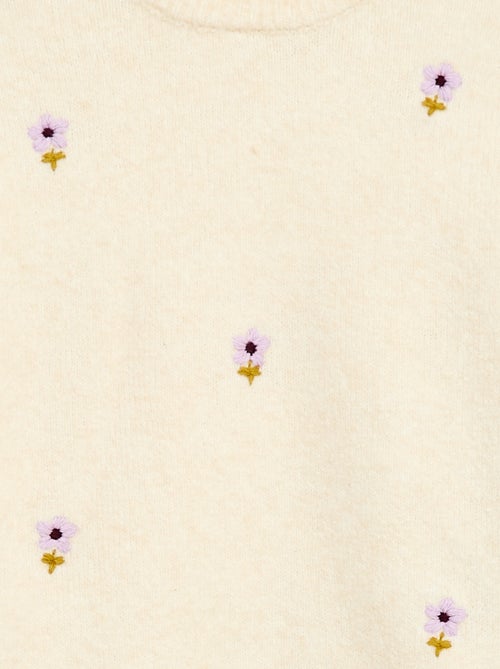 Pull à broderies fleurs - Kiabi