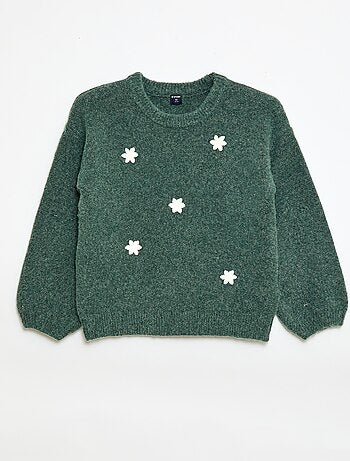 Pull à broderies fleurs