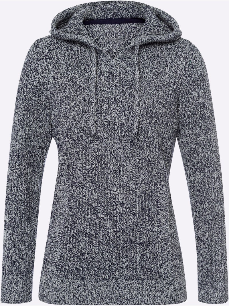 Pull à capuche aspect côtelé mode - taille standard - moda vilona Noir Bleu marine Blanc - Kiabi
