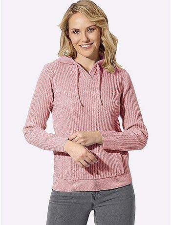 Pull à capuche aspect côtelé mode - taille standard - moda vilona