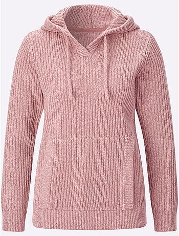 Pull à capuche aspect côtelé mode - taille standard - moda vilona
