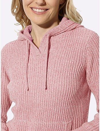 Pull à capuche aspect côtelé mode - taille standard - moda vilona