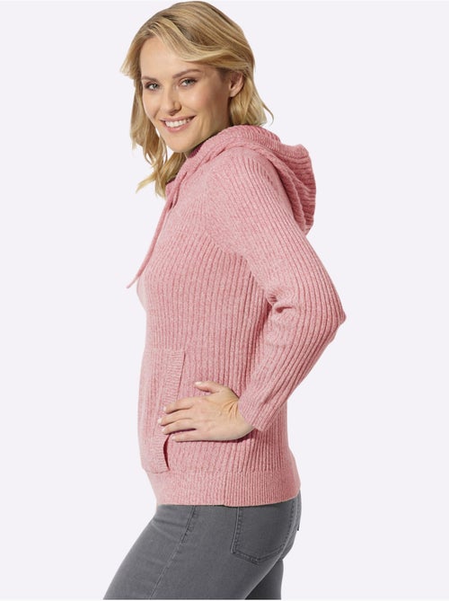 Pull à capuche aspect côtelé mode - taille standard - moda vilona - Kiabi