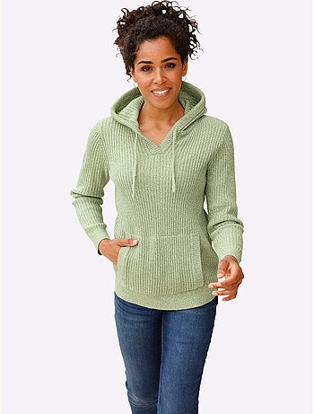 Pull à capuche aspect côtelé mode - taille standard - moda vilona