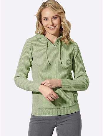 Pull à capuche aspect côtelé mode - taille standard - moda vilona