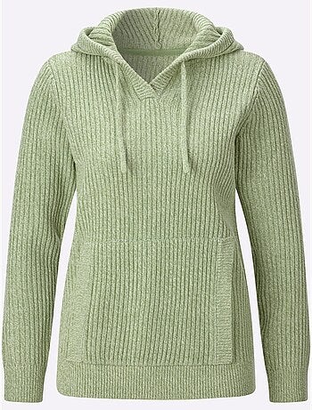 Pull à capuche aspect côtelé mode - taille standard - moda vilona