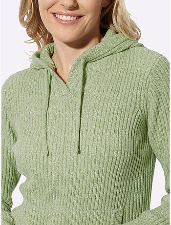 Pull à capuche aspect côtelé mode - taille standard - moda vilona