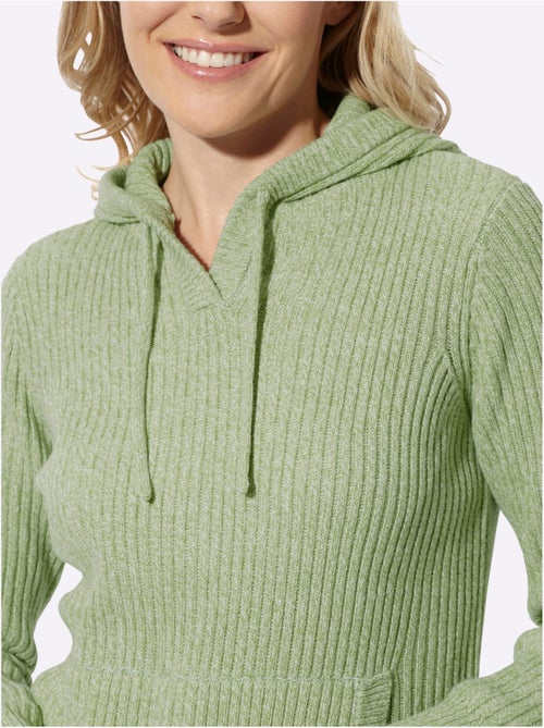 Pull à capuche aspect côtelé mode - taille standard - moda vilona - Kiabi Pull à capuche aspect côtelé mode - taille standard - moda vilona - Kiabi