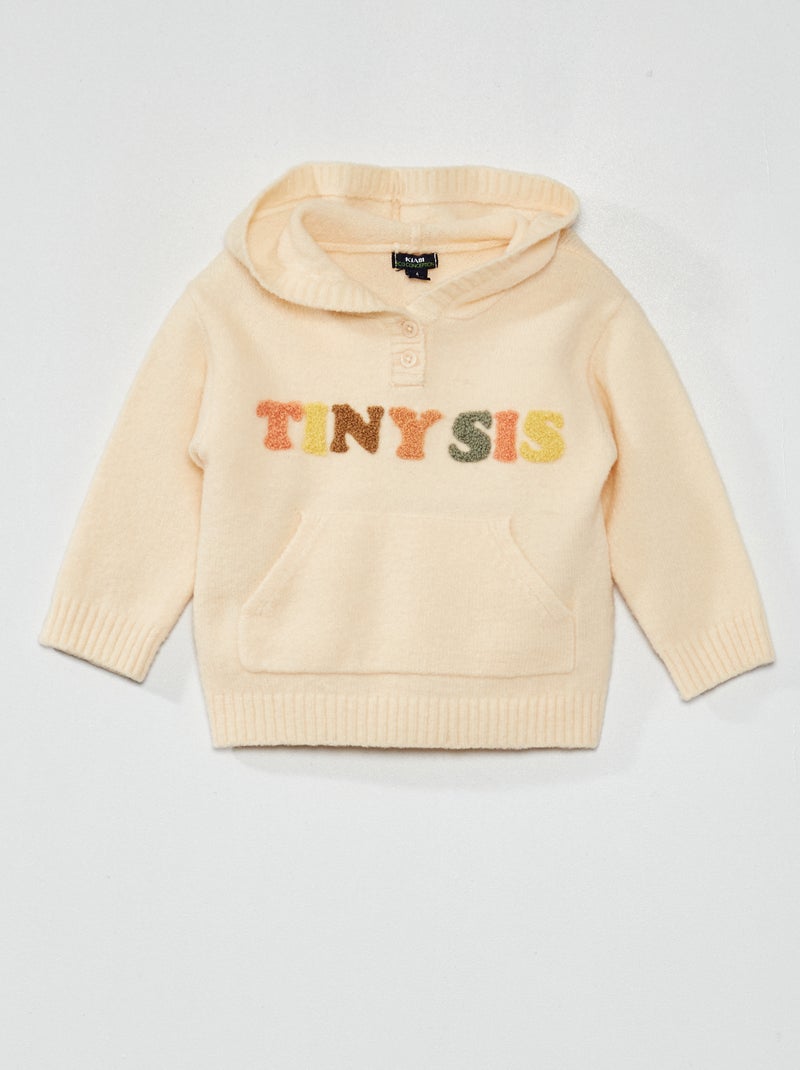 Pull à capuche avec message fantaisie Ecru - Kiabi