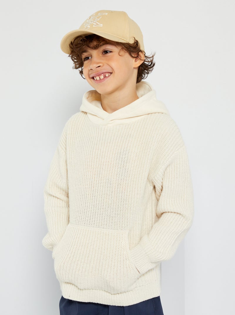Pull à capuche blanc - Kiabi