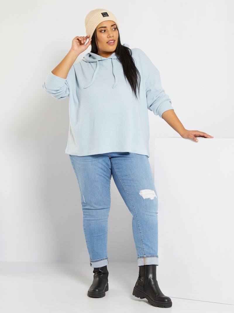 Pull à capuche bleu - Kiabi