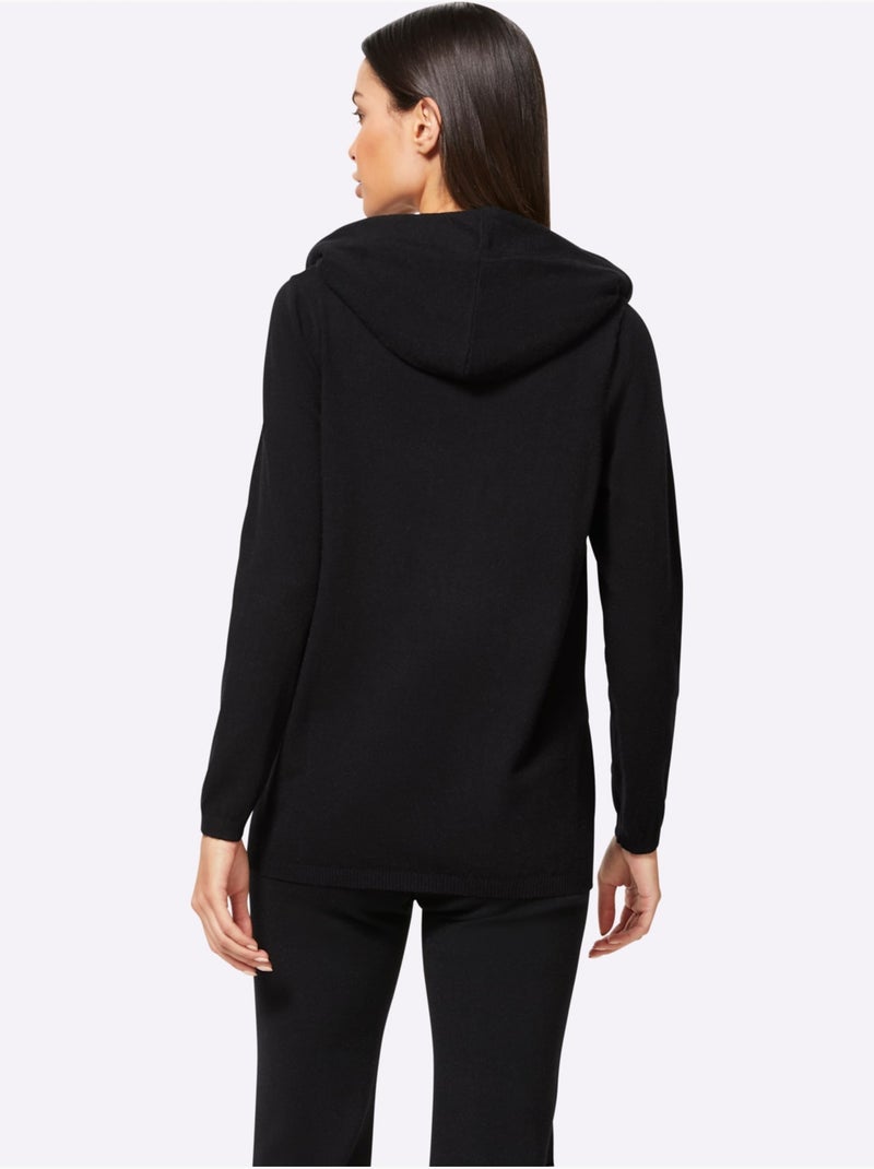 Pull à Capuche Capuche Avec Coulisse Et Lien à Nouer - Taille Standard - Helline Noir - Kiabi