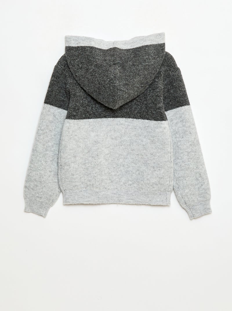 Pull à capuche color bloc Gris - Kiabi