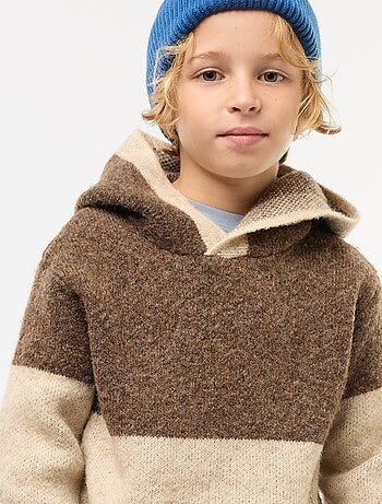 Pull à capuche color bloc