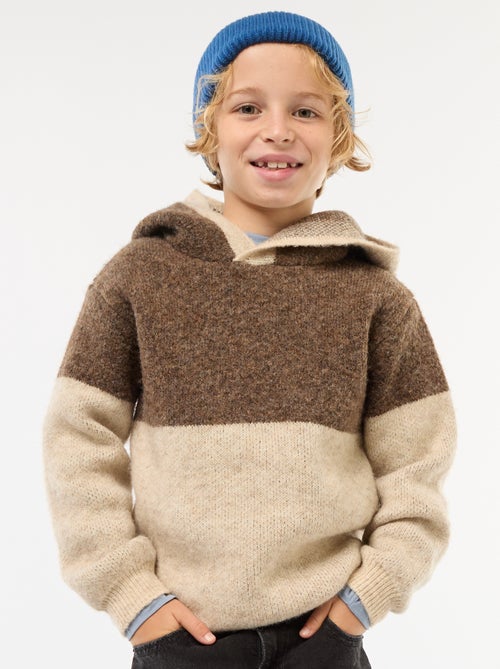 Pull à capuche color bloc - Kiabi