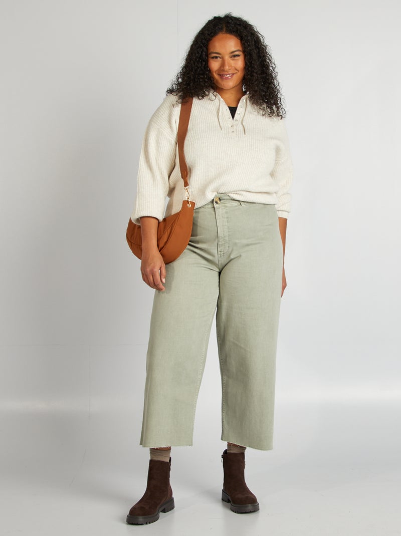 Pull à capuche en maille Beige - Kiabi