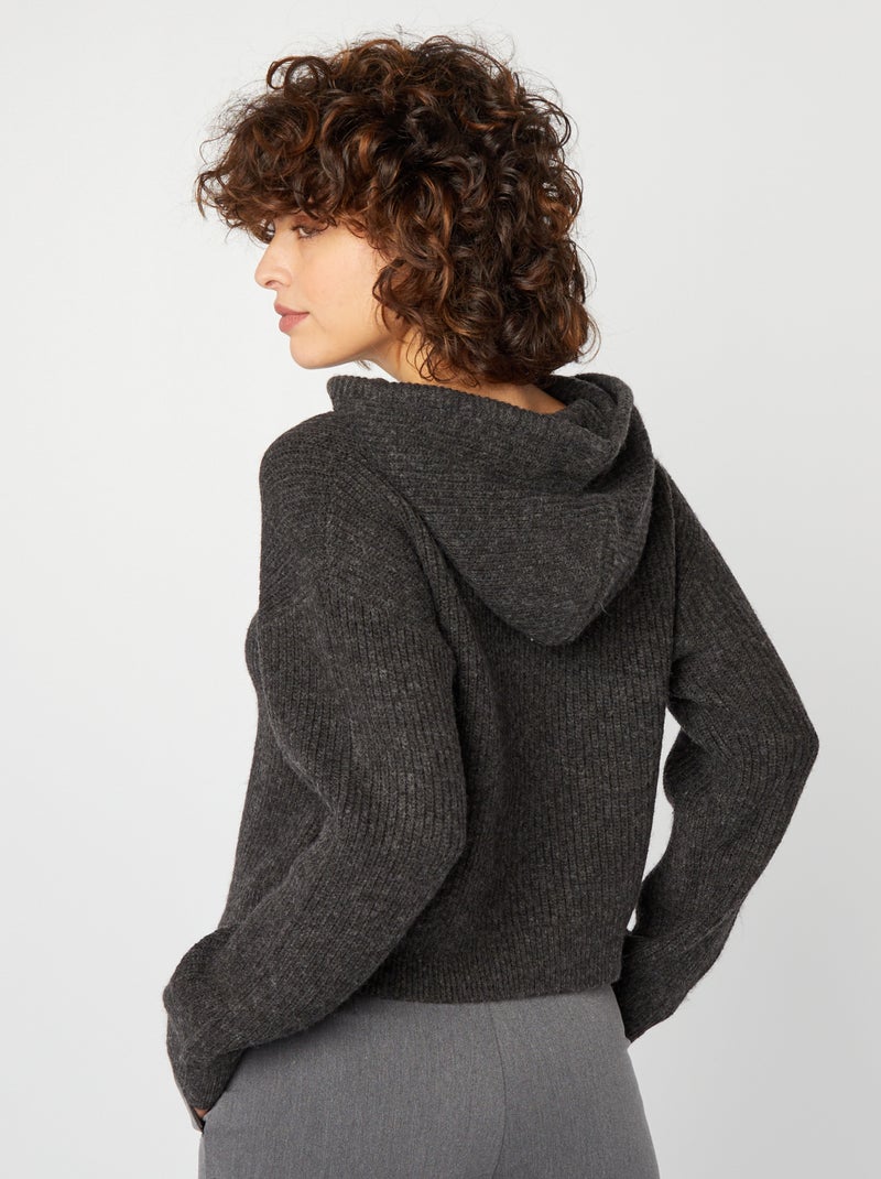 Acheter Pull à capuche rayé pour femme, style ample, tricot doux