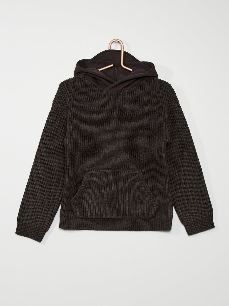 Pull à capuche gris foncé - Kiabi