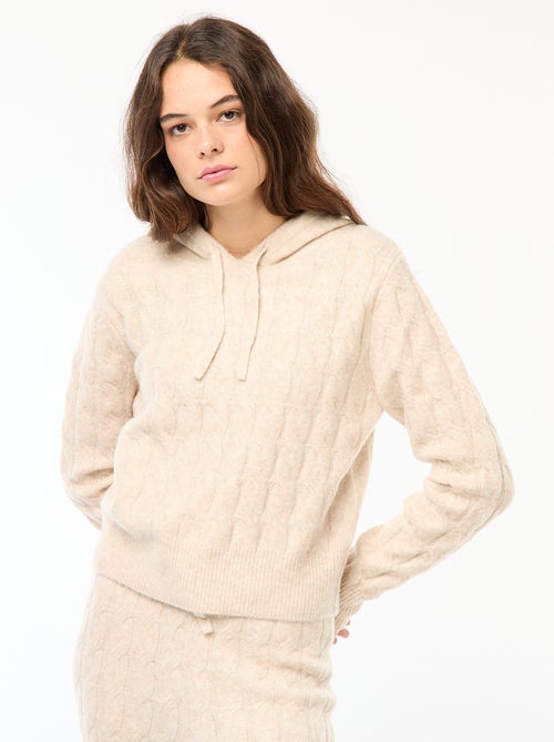 Pull à capuche torsadé - Kiabi