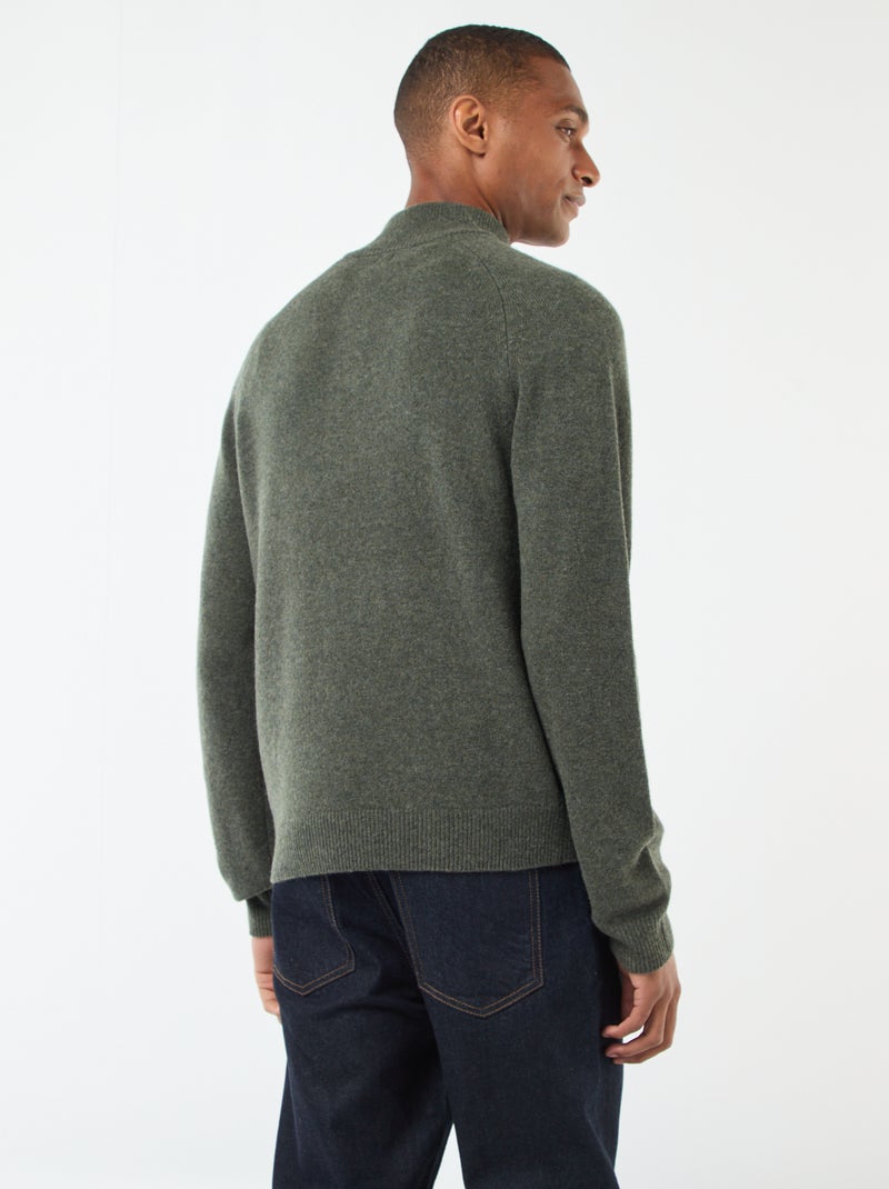 Pull à col camionneur Kaki - Kiabi