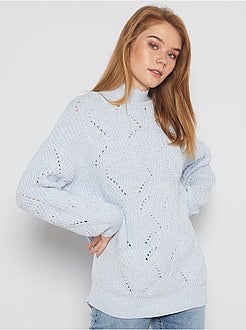 Pull à col cheminée en maille fantaisie - Kiabi