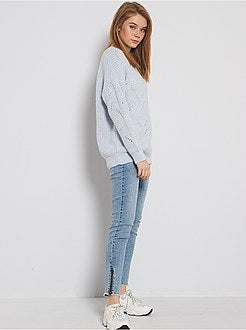 Pull à col cheminée en maille fantaisie - Kiabi