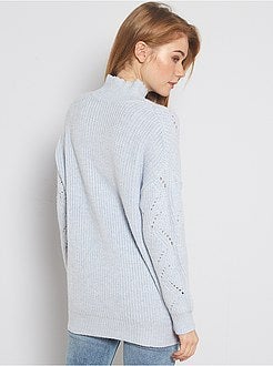 Pull à col cheminée en maille fantaisie - Kiabi