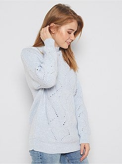 Pull à col cheminée en maille fantaisie - Kiabi